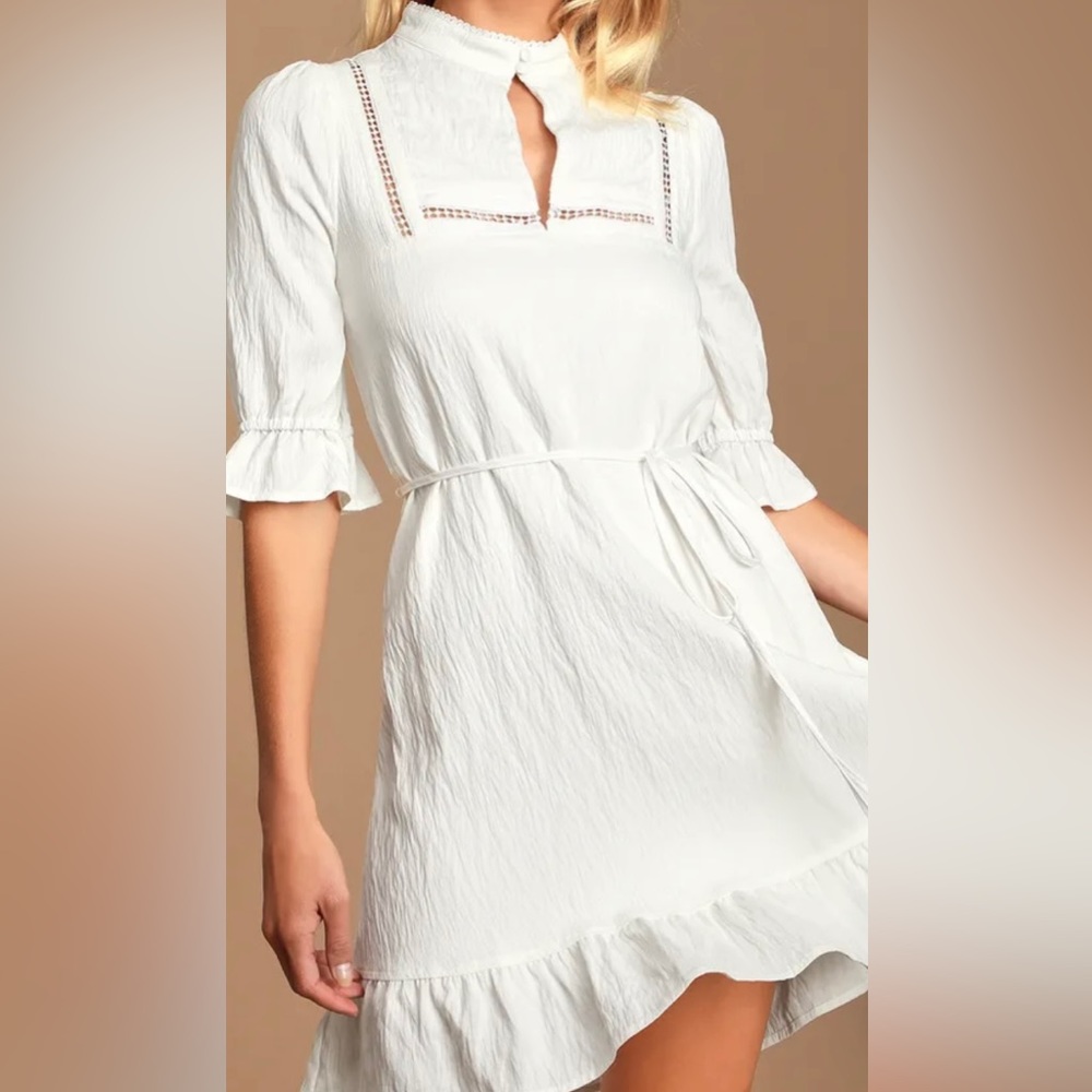 Mock Neck Ruffled Mini Dress